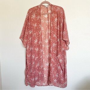 American Eagle Duster Cardigan Top One Sz Kimono Beach Coverup Multicolor Floral
